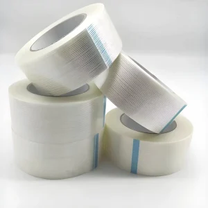 Fiberglass Hot Melt Packing Tape High Adhesion Reinforced Cross-Weave Semi-Clear Carton Box Sealing
