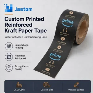 Fiberglass Reinforced Water Activated Kraft Paper Gummed Tape Water Activated Paper Tape Custom Printed Kraft Packing Tape
