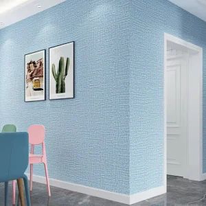Foam Self-Adhesive Textured Plain Linen Wallpaper Sticker Roll