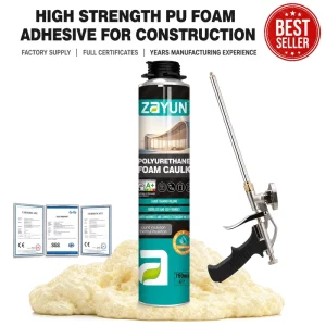 For White Color Fast Cure Polyurethane Mixture Foam Adhesive Gun for Window Decoration Construction Sealants
