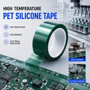 Green PET Silicone Adhesive Tape for SMT PCB Wave Soldering High Temperature Electrical Insulation Protection