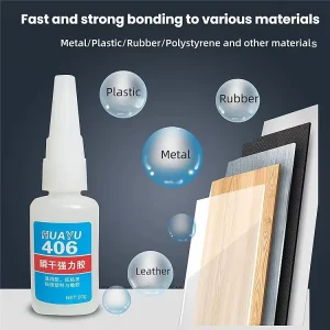 HY406 Good Flexibility, Fast-Drying Super Glue Precision Adhesive for Bonding Plastics, Rubber, and Other Materials