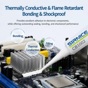 Heat Sink Adhesive Thermally Conductive Silicone One Component Moisture Cure 1.5 W m K Fast Tack PCB Metal Plastic Bonding