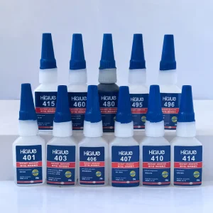 HiGlue 401, 406, 414, 415, and 495 Series Cyanoacrylate Super Glue for Instant Bonding of Various Materials