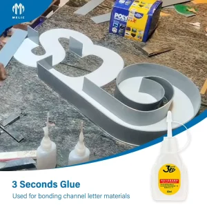 High Quality Melicsigns Cyanoacrylate Adhesive 3 Seconds Acrylic and Glass Bonding 50px in Carton MOQ 200PCS