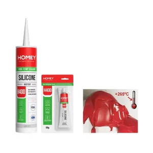 High-Temperature RTV Silicone Sealant for Construction, Woodworking, and Automotive Use, Red/Black