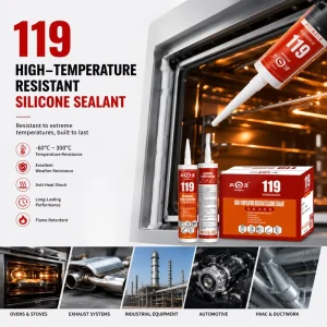 High Temperature Resistant RTV Silicone Sealant Heatproof Waterproof Adhesive for Car Engine Oven Stove Industrial Metal Sealing