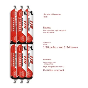 High Temperature Resistant Silicone Sealant 500 Degree Fire-Retardant Structural Adhesive 119 Waterproof