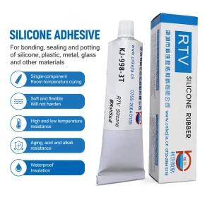 KJ-998-3T One-Component RTV Silicone Glue Adhesive for Metal Plastic Glass Bonding Sealing Potting Temp 200 Waterproof