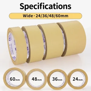 Kraft Paper Carton Sealing Tape with Acrylic Adhesive, Single-Sided, Waterproof, Residue-Free