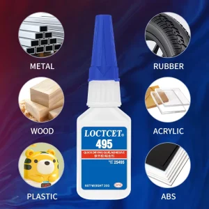 LOCTCET 495 Carbonate Super Glue 502 Moisture-Cured Low-Viscosity Fast-Fixing Acrylic Adhesive 20 g