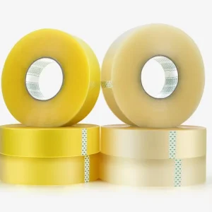 Large Roll Logistics Express Packaging Tape Bulk Transparent BOPP Acrylic Waterproof Sticker Sealing Tape 50m Length