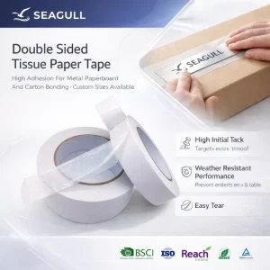 Manufacturer Double Sided Acrylic Adhesive Tissue Paper Tape for Printing Label Graphic Mounting