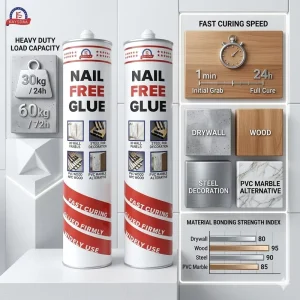 Nail-Free Multipurpose Adhesive Sealant for Wall Fixing and Household Repair