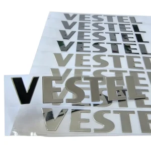 Nickel Label Customized Adhesive Letter Electroformed Stickers Silver Metal Logo Nickel Label With Transfer Film