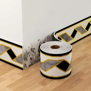 No Drilling Easy Install Gold Foil Wall Skirting Sticker Self Adhesive Moisture Proof Wall Decal