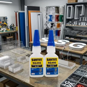 OEM SG495 Industrial Cyanoacrylate Adhesive, Fast-Drying High-Strength Glue for Bonding Acrylic Signboards, Display Signs, Plastic and Metal