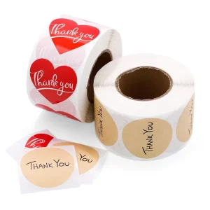 Private Logo Design Self Adhesive Vinyl Round Waterproof Sticker Roll Paper Custom Printing Thank You Label Stickers