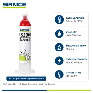 Red Epoxy Adhesive Single Component Heat Cure for PCB SMD Component Bonding Wave Soldering CS2001