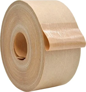 Reinforced Water Activated Gummed Kraft Paper Tape Brown Carton Box Packing Sealing Fiberglass Eco Friendly and Recyclable Tape