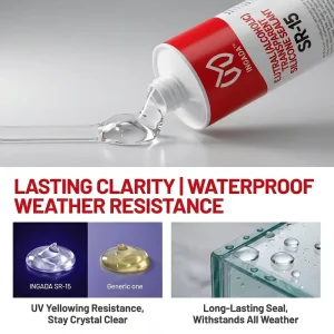SR-15 Neutral Silicone Sealant, Alcoholic Glass Glue Adhesive, Waterproof, for Construction