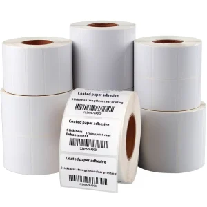Self Adhesive Coated Paper Label Custom Colorful Printed Barcode Sticker for 55*10 15 20 25 30 35 40 55/50*70 80 90 Blank Copper
