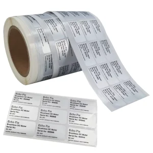 Self Adhesive Plastic Roll Serial Number Stickers Glossy Silver Foil PET Labels Printing Packaging Shipping Stickers