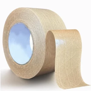 Self-Adhesive Reinforced Kraft Paper Tape with Hot Melt Adhesive, Brown, Waterproof, for Carton Sealing
