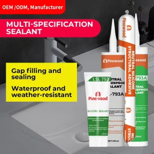 Silicone-Based Glass Adhesive Caulk, Waterproof Mold-Resistant, Porcelain White and Black