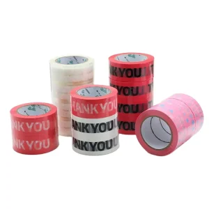 Thank You Warning Text 45mm PET Hot Melt Transparent BOPP Packing Tape Express Packaging Tape Cute Girly Font