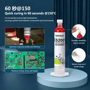 Thermally Conductive SMT Red Glue One-Part Heat-Cure Epoxy Low Halogen RoHS for PCB BGA Wave Soldering SMD Fixation CS2001