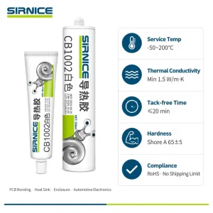 Thermally Conductive Silicone Adhesive for PCB to Heat Sink Bonding Flexible Shore A65 RoHS CB1002