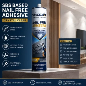 Transparent Nail-Free Construction Adhesive for PVC Wall Panels, Wood, and Ceramic Tile Bonding