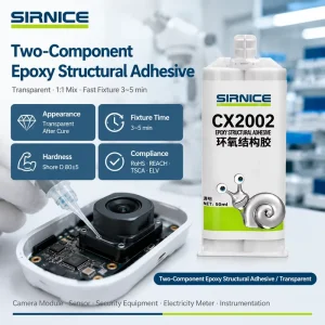 Two-Component Epoxy Structural Adhesive, Transparent, Fast-Cure, Vibration-Resistant, -50~125°C, RoHS REACH, CX2002