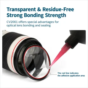 UV Adhesive Epoxy Cationic Single Component Dual Cure Shadow Area Coverage Fiber Optic CV2001