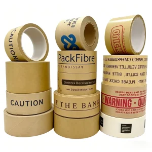 Water Activated Reinforced Kraft Paper Tape Carton Sealing Gummed Paper Tape Kraft Paper Tape Roll With Custom Logo