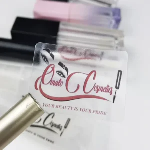 Waterproof Adhesive Vinyl Cosmetic Eyelash Packaging Box White Label Lipgloss Tubes Custom Logo Stickers