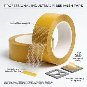 Waterproof Die Cutting Fiber Mesh Tape Foam Rubber Gasket Sealing Strip Bonding Custom Supplier