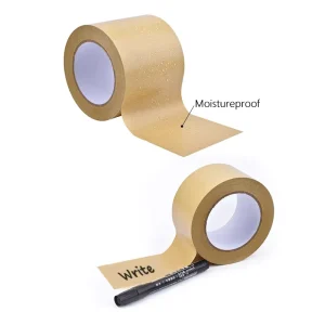White Kraft Paper Carton Sealing Tape Acrylic Adhesive Waterproof Heat-Resistant