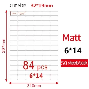 White Label Sticker 84pcs/A4 Self-Adhesive Labels for Laser and Inkjet Printers